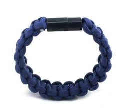 Paracord Bracelet With USB Charger Compatible With Samsung Cellphone - Navy