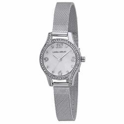 Laura Ashley Womens MINI Silver Crystal Bezel Mesh Bracelet Watch