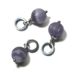 Atenea Add A Dangle Handmade Natural Frosted Amethyst Gemstone Pendant On Stainless Steel Ring