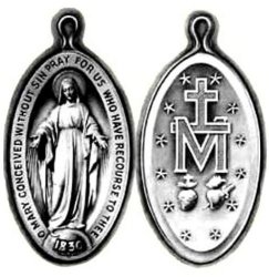 Our Lady Of The Miraculous Medal - Silver Oxidized - 2.5CM