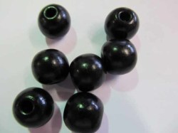 Wooden Beads Round -black - 15mm X 16mm - 6pc