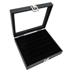 36 Slot Ring Display Box Jewelry Display Storage Holder Tray Caseblack