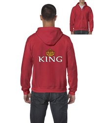 King Gold Crown Matches W Queen Matching Couples Valentines Day Gift Mens Hoodies Zip Up Sweater
