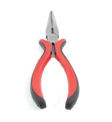 Chain Nose Pliers - Beading Tools - Serrated - Red And Black Pvc - Steel Bar Handles - 55x132x17mm