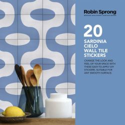 Robin Sprong Pack Of 20 15 X 15 Cm Sardinia Cielo Wall Tile Stickers