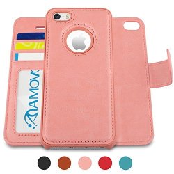 Amovo Iphone Se Case Iphone Se Wallet Case Detachable Wallet Folio 2 In 1 Premium Vegan Leather Iphone Se 5 5S Leather Case With
