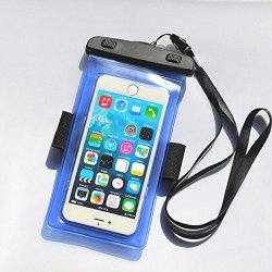 Fulinstore Universal Waterproof Case IPX8 Waterproof Phone Pouch Dry Bag For Iphone Huawei Sumsung With Armband And Lanyard Smartphone Device Up To 6 Inches Dark Blue
