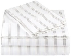 Amazonbasics Microfiber Sheet Set - Full Grey Stripe