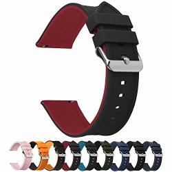 Fullmosa Quick Release Watch Band 18MM Silicone Rubber Watch Band Bracelet Compatible Asus Zenwatch 2 LG Watch Style withings Activit steel Hr 36MM Black Top Red Bottom