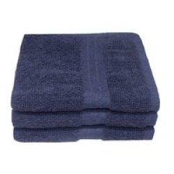Recycled Ocean& 39 S Yarn Guest Towels 380GSM 33X050CMS Navy 3 Pack