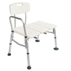 Mallmall Medical Tool-free Assembly Height Adjustable Shower Chair Medical Bath Bench Bathtub Stool Seat Plastic Tub Transfer Bench 3 Pad-white