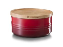 Le Creuset Large Stoneware Storage Jar With Wooden Lid 650ML Cherry
