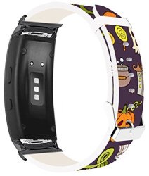 Samsung Galaxy Gear FIT2 Pro Strap Leather Replacement - Samsung Galaxy Gear Fit 2 FIT2 Pro Bands Black Connectors Lovely Cute Halloween Hallowmas All Saints'