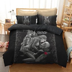 Homeblove Skull Bed Cover Sheet Sets Full queen king 3-PIECE Black Skull Bed Sheet Sets No Comforter SKULL-3 Queen
