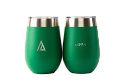 ASPEN Wine Glasses Set Of Two 12 Oz Green