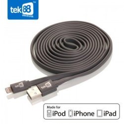 TEK88 Apple Mfi Flat Lightning Cable 6FT 2M