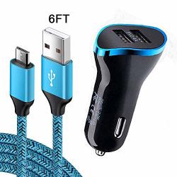 Android Charging Cable USB Car Charger Cebkit 2.4A Car Plug Adapter With 6FT Long Micro USB Power Cord Compatible Samsung Galaxy S6 S7 Edge active