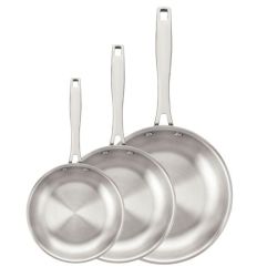 3 Piece Grano Stainless Steel Frying Pan With Tri-ply Body