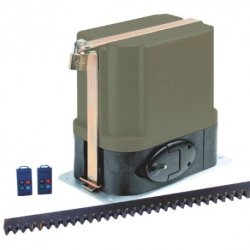 ET500 - 12V Gate Motor Kit Incl Remotes Receiver Battery & Steel Rack