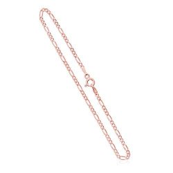 Rose Gold Plated Sterling Silver Figaro Chain Link Bracelet Italian 2MM 9 Inch