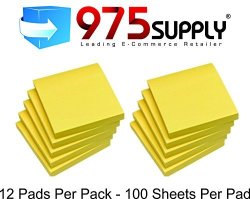 975 Supply - Sticky Notes - 100 Sheets pad - 3 X 3 12 Pads
