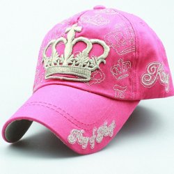 Xthree Gold Embroidery Crown Baseball Cap - Deep Pink 52TO54CM Children