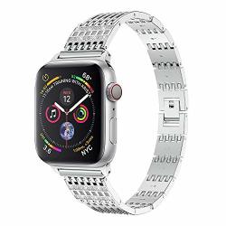 Fashion Women Durable Crystal Bracelet Band Strap For Apple Watch Series 4 40MM Silver