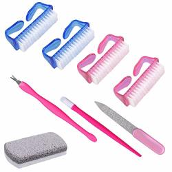 Nail Brush Fingernail Brush Kit 8 Pack With 4 Nail Brush Cleaner 1 Pumice Stone 1 Nail File 1 Sticker Pen And 1 Cuticle