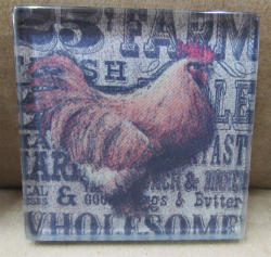 The Velvet Attic - Glass Tile - Farm Chicken 5x5cm