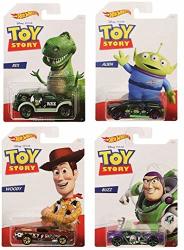 Hot Wheels Mattel Disney Pixar Toy Story Cars Collection Of 4 Vehicles With Buzz Rex Alien And Woody