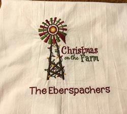 Christmas On The Farm Embroidered Flour Sack Tea Towel Dish Towel Gift For Farm Family Personalized Machine Embroidery
