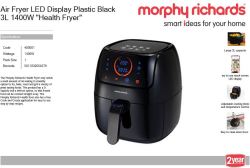 Morphy Richards Air Fryer LED Display Plastic Black 3L 1400W "health Fryer