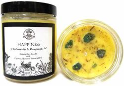 ART Of The Root Ltd. Happiness Soy Affirmation Candle With Blue-green Apatite Crystals For Joy Positive Energy & Optimism Wiccan Pagan Meditation Magick