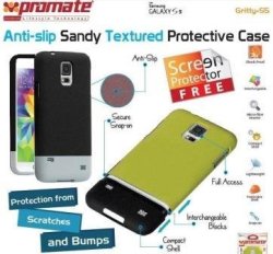 Promate Gritty S5 Anti-slip Sandy Textured Protective Case For Samsung Galaxy S5 Colour:black Retail Box 1 Year Warranty