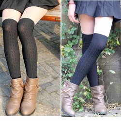 Women Lady Knitting Cotton Over Knee Thigh Stockings Pantyhose High Tight Leggi