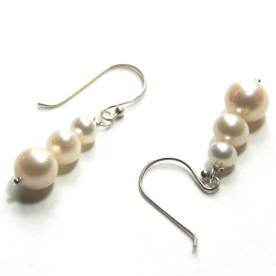 Atenea Handmade White Freshwater Pearl Earings On 925 Sterling Silver - Pearls 6mm - 10mm
