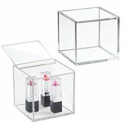 Mdesign Bathroom Stackable Drawer Organizer With Hinged Lids For Nail Polish Lipstick - Pack Of 2 4" X 4" X 4" Clear