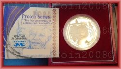Make An Offer 1 Oz Gold Nelson Mandela Coin 2004 10 Years Anniversary Of Democratic South Africa.