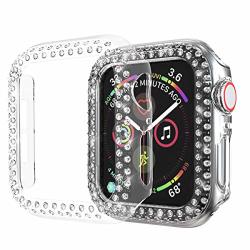 Greaciary Sparkle Compatible With Apple Watch 38MM 40MM 42MM 44MM Compatible With Iwatch Face Bling Crystal Diamond Plate Cover Protective Frame For Apple Watch