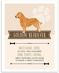 Golden Retriever Dog Wall Art - 11X14 Unframed Decor Print - Makes A Great Gift Under $15 For Dog & Pet Animal Lovers
