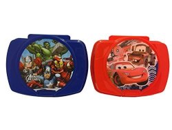 Set Of 2 - Kids Lunch Boxes - Avenger And Cars