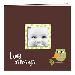Pioneer Photo Albums MB-10EVFB O Baby Owl Printed Designer Frame Cover Memory Book 12 By 12-INCH Green