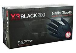 Ammex - Bx3d46100-bx - Nitrile Gloves - Disposable Powder Latex 4 Mil Food Safe Large Black Box Of 200