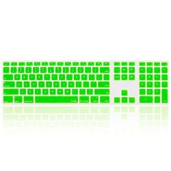 Kuzy - Full Size Green Keyboard Cover Skin Silicone For Apple Keyboard With Numeric Keypad Wired USB For Imac - Green