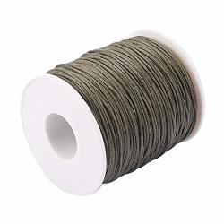 Jeweleader 100 Yards Waxed Cord Cotton Waxed Cotton Thread 1MM Waxed Beading String Cord For Jewelry Bracelet Making Macrame Crafting Diy Leather - Dark Olive Green