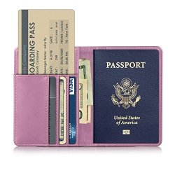 Epicgadget Rfid Blocking Premium Leather Passport Holder Travel Wallet Cover Case Pink