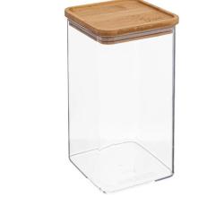 Kitchen Square Storage Canister Glass With Bamboo Lid 1 5LITERS