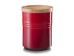 Le Creuset Medium Stoneware Storage Jar With Wooden Lid Cherry