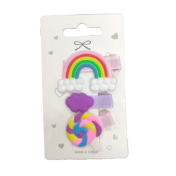 4AKID Assorted Rainbow Hairclips - 3 Piece - Purple