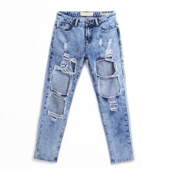 Cwlsp Vintage Torn Casual Jeans - Light Blue L